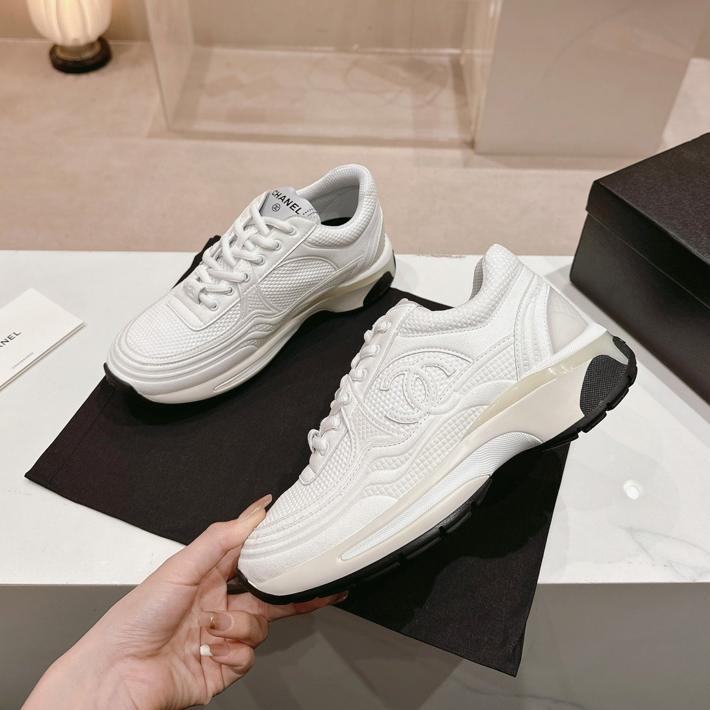 CHANEL Women's White Sneaker Breathable mesh