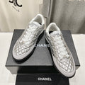 CHANEL Double C  New Quilted Panda Shoes Silver Sheepskin